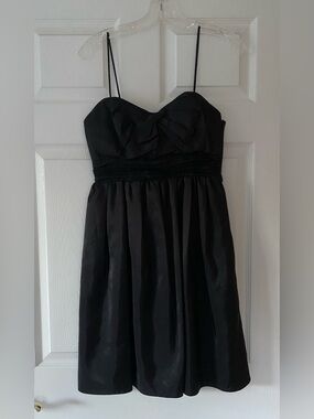 Vintage Y2K Maria Bonita Black Taffeta Bow Sweetheart Cocktail Dress USA - Sz S
